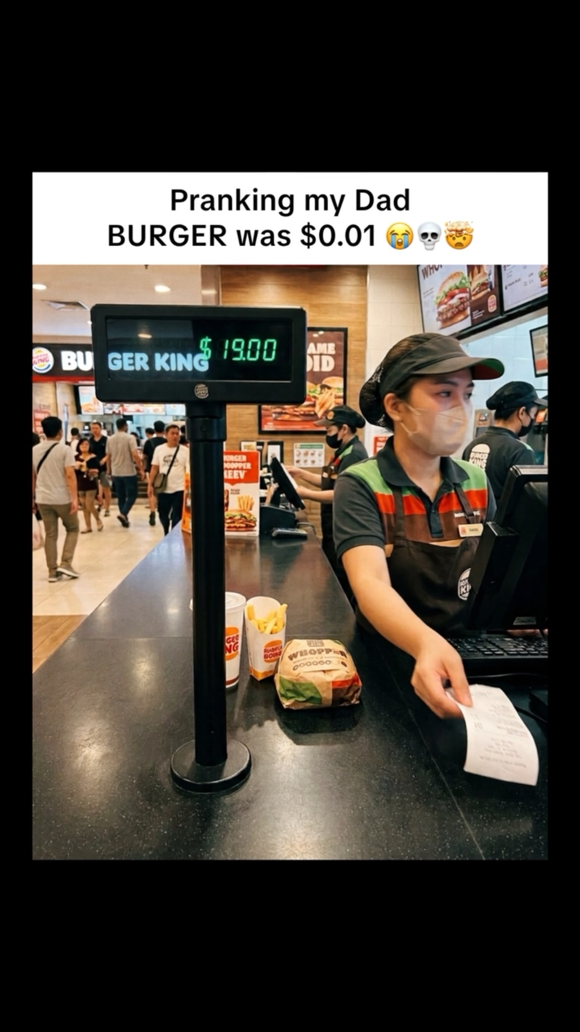 Penny Burger prank on my dad 😭 #burgerking #burger #prankwars #dad #memes