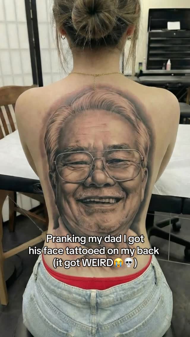 My dad needs to RELAX 😭😭 #prank #tattoo #asian #funny #prankvideo