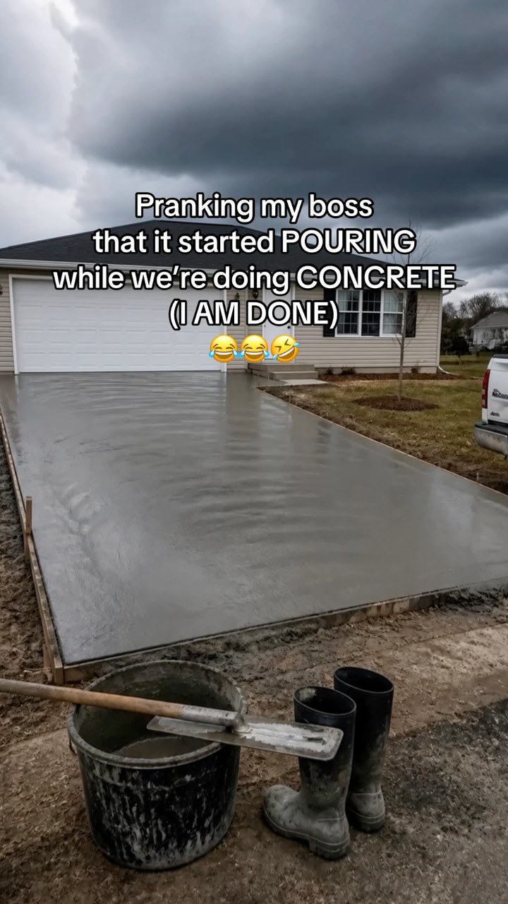 NOBODY WALK ON IT 💀 #prank #construction #concrete #bluecollar #funny