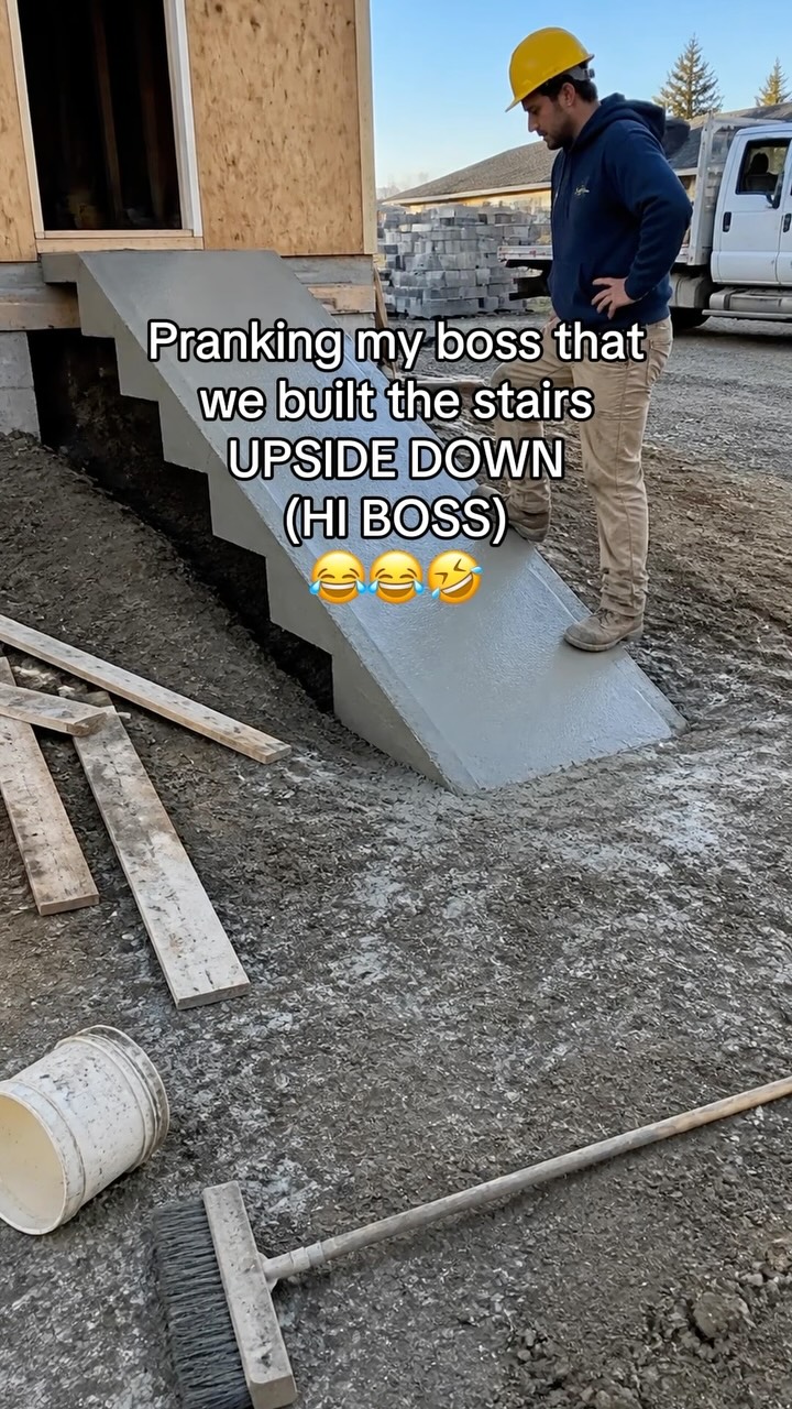 WHY IS THE TOP FLAT 💀 #prank #construction #bluecollar #concrete