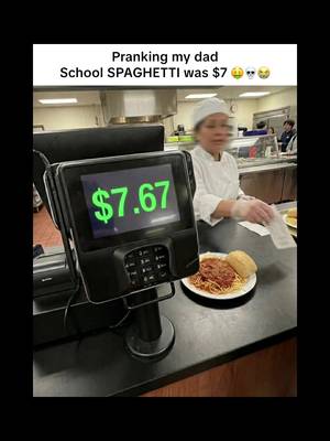 $7 School Spaghetti prank on my dad #schoollunch #schoollife #prank #aiprank #funnyvideos 
