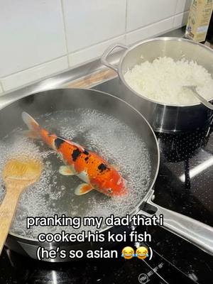 pops is so obsessed with his koi fish 😂 #ai #aiprank #prank #dad #asian