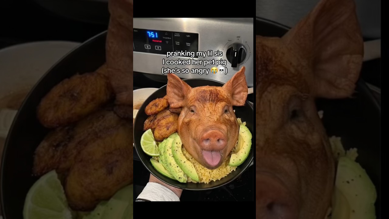 she so dramatic fr 😭 #prankvideo #prank #sister #pig #fyp